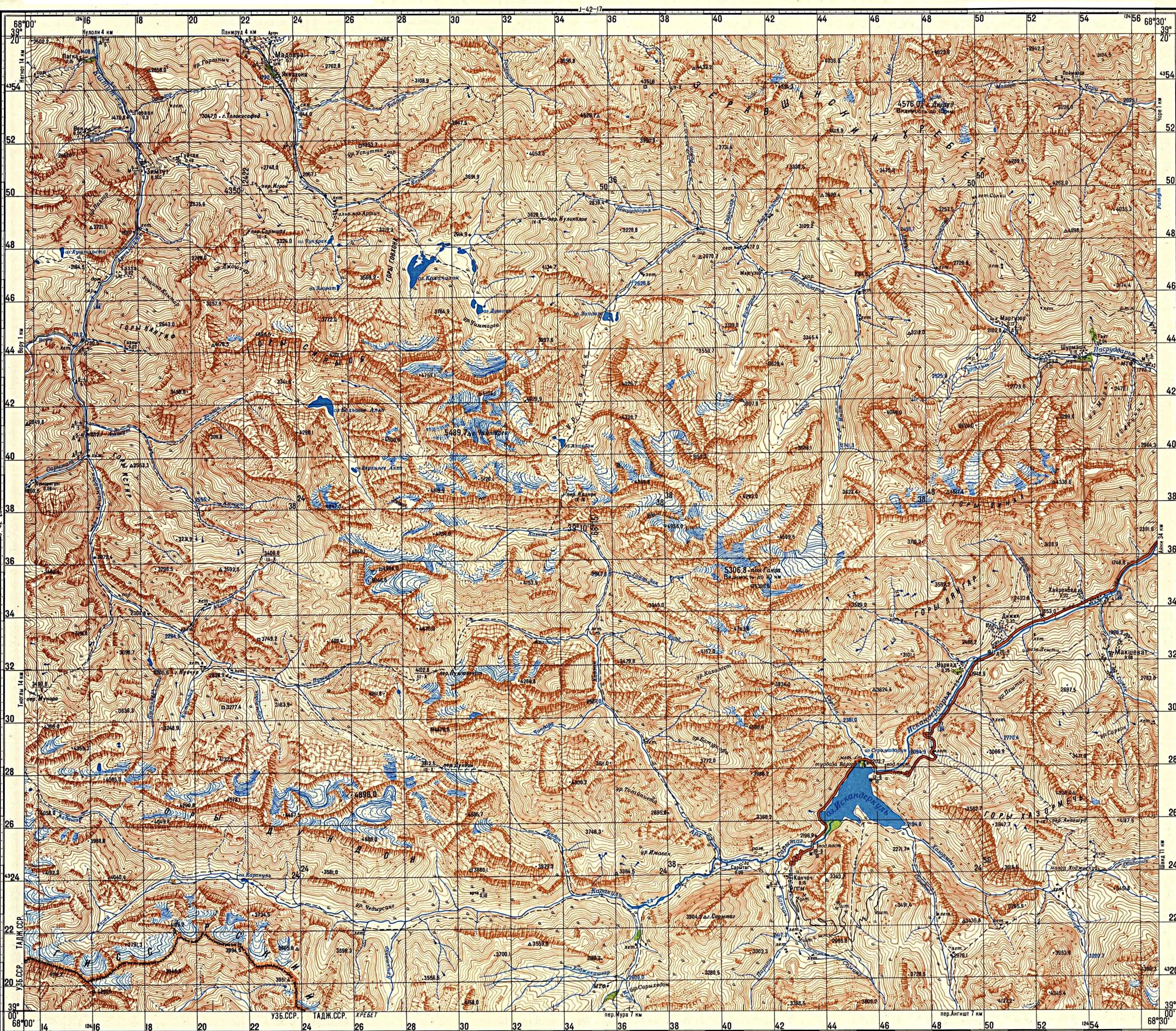 Топографическая карта душанбе