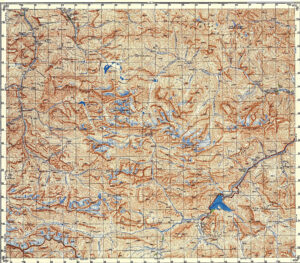 Топографическая карта Таджикистана: Карта Таджикистана (1см = 1км): озеро Искандеркуль, Зеравшанский хребет, Гиссарский хребет, Фанские горы