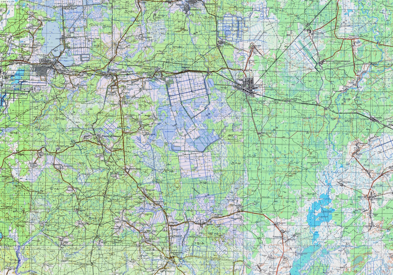 Карта городского округа Шатура (1см = 1км) - Путники